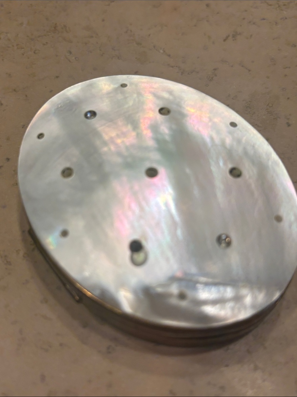 Vintage Mother of Pearl makeup compact mirror